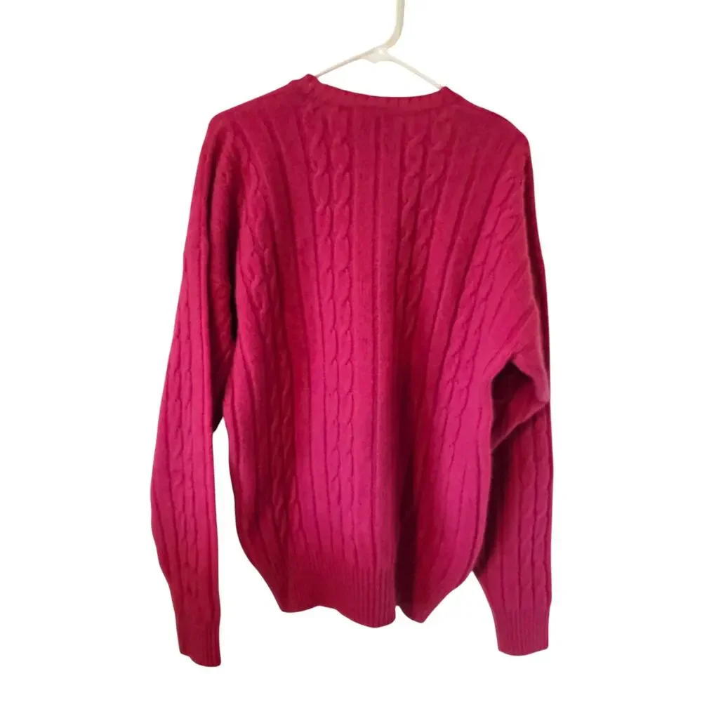 Vintage Woodward Womens Cable Knit Wool Sweater Size Large Pink
